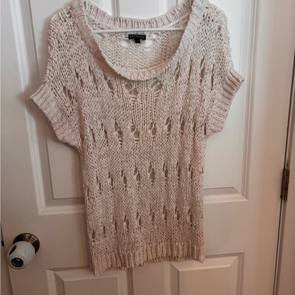 Express Beige Knit Scoop Neck Sweater